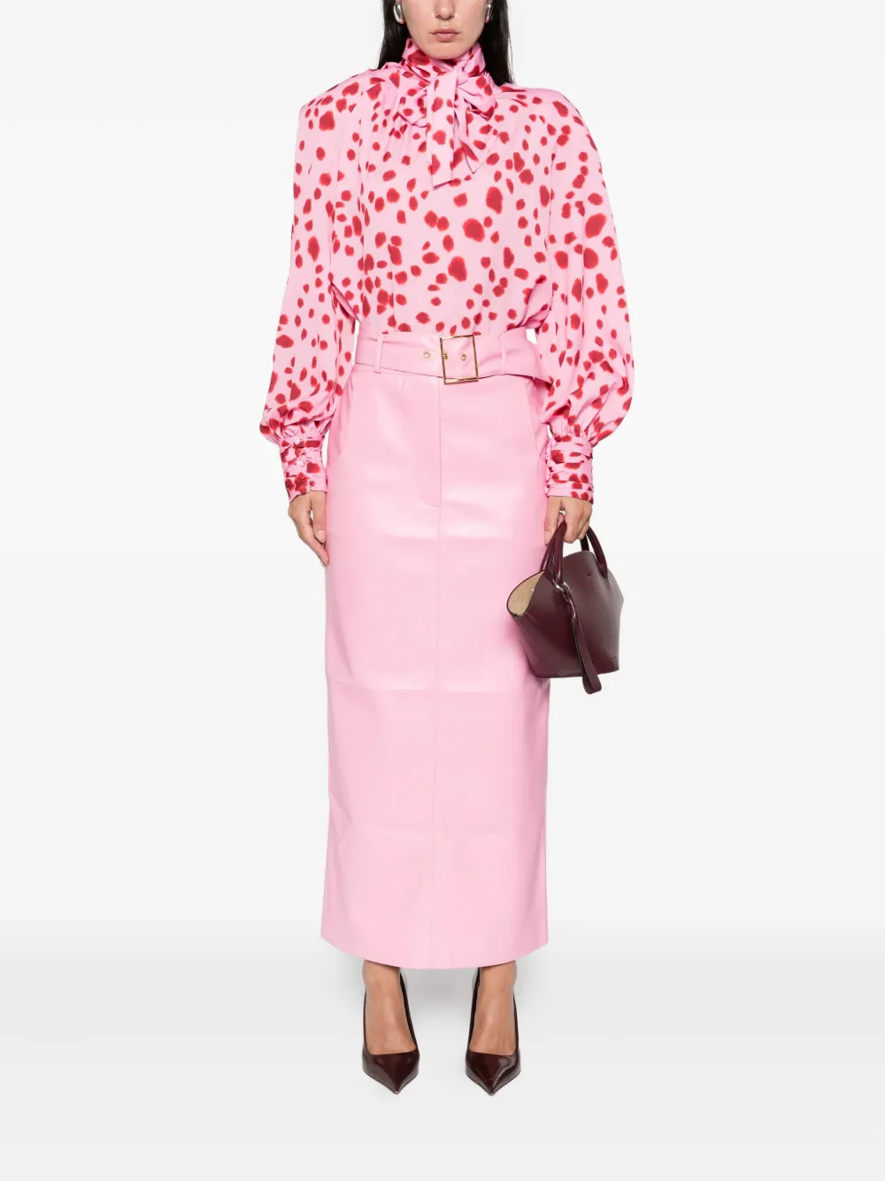 Rowen Rose belted skirt - Roze