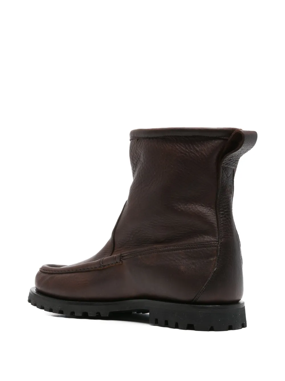 Ranra Pull-tab Leather Boots In Brown