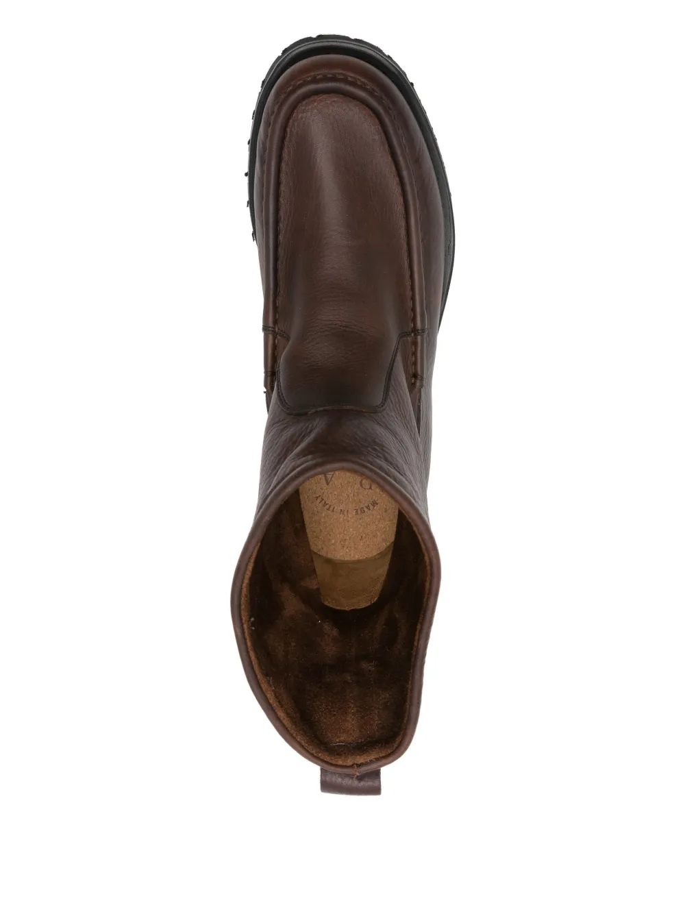 Ranra Pull-tab Leather Boots In Brown