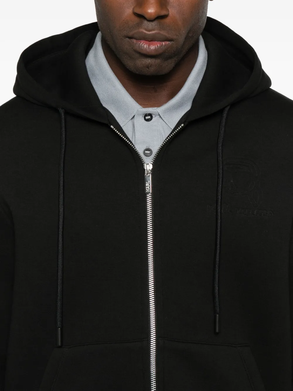 Karl Lagerfeld Zip-up Hoodie In Black