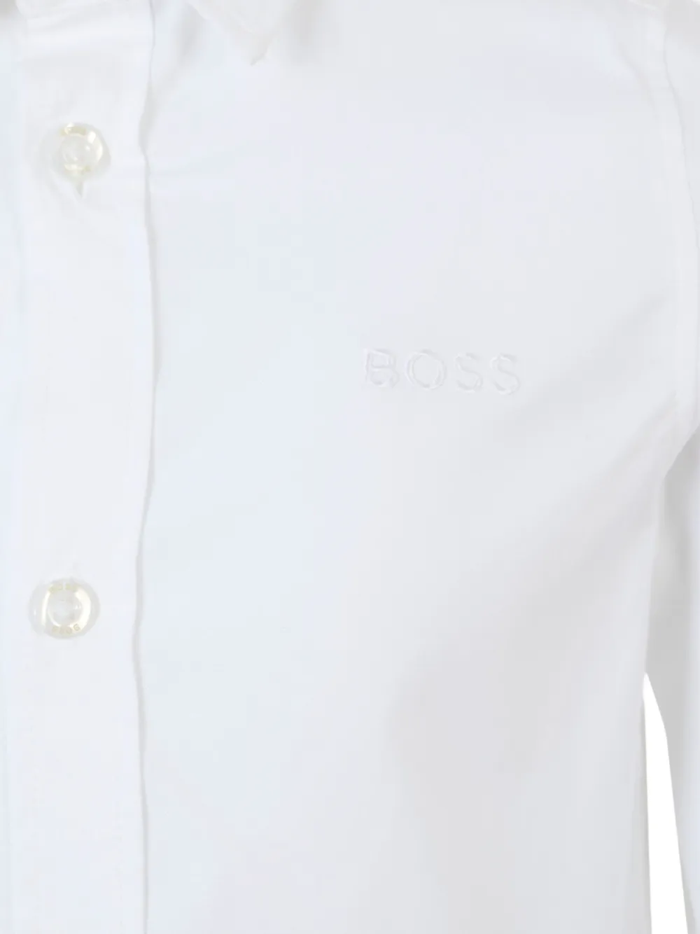 BOSS Kidswear long-sleeved logo-embroidered shirt Wit