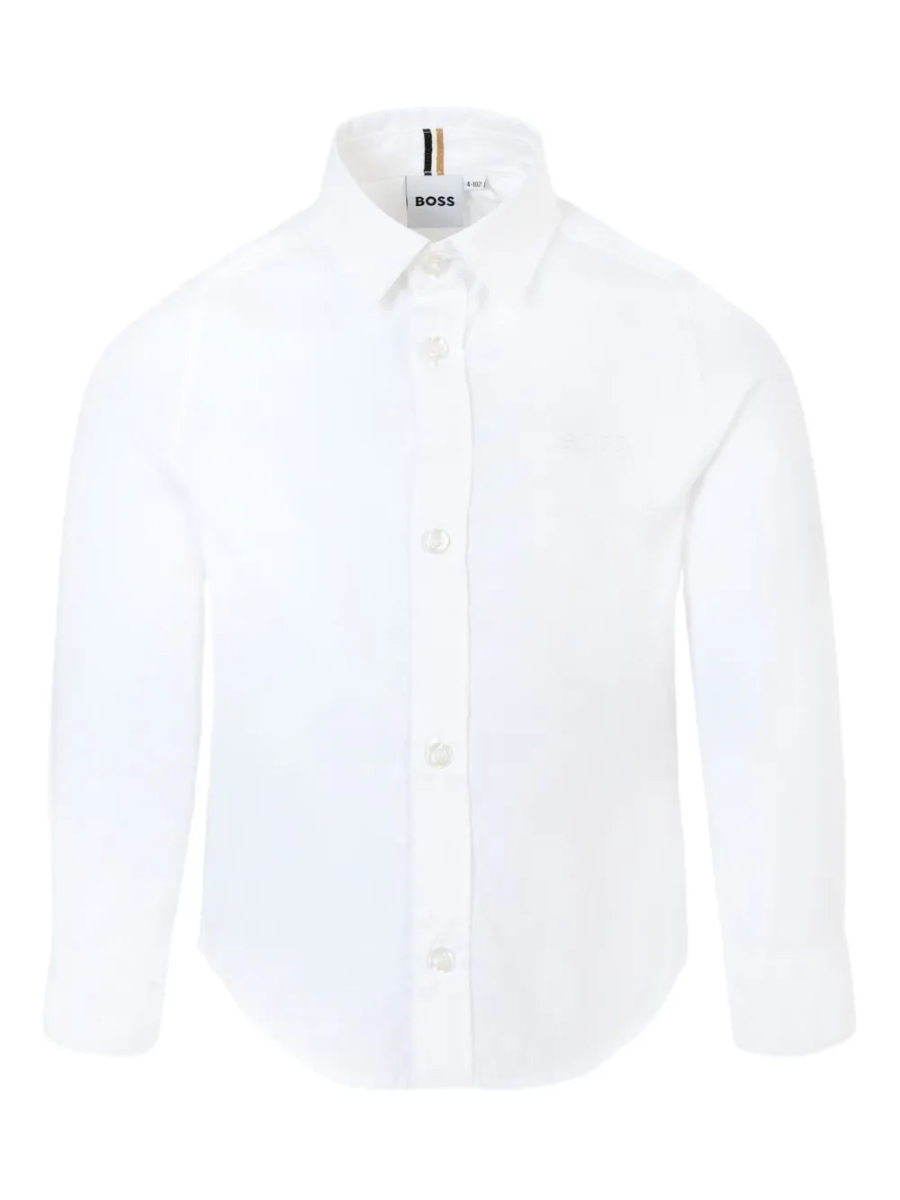 BOSS Kidswear long-sleeved logo-embroidered shirt Wit