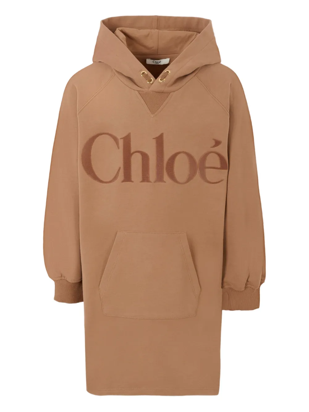 Chloé Kids logo-embroidered hooded dress Bruin