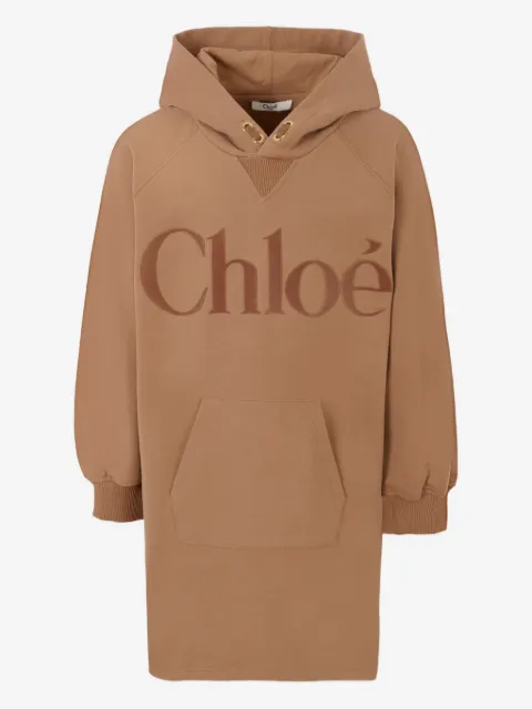 Chloé Kids logo-embroidered hooded dress