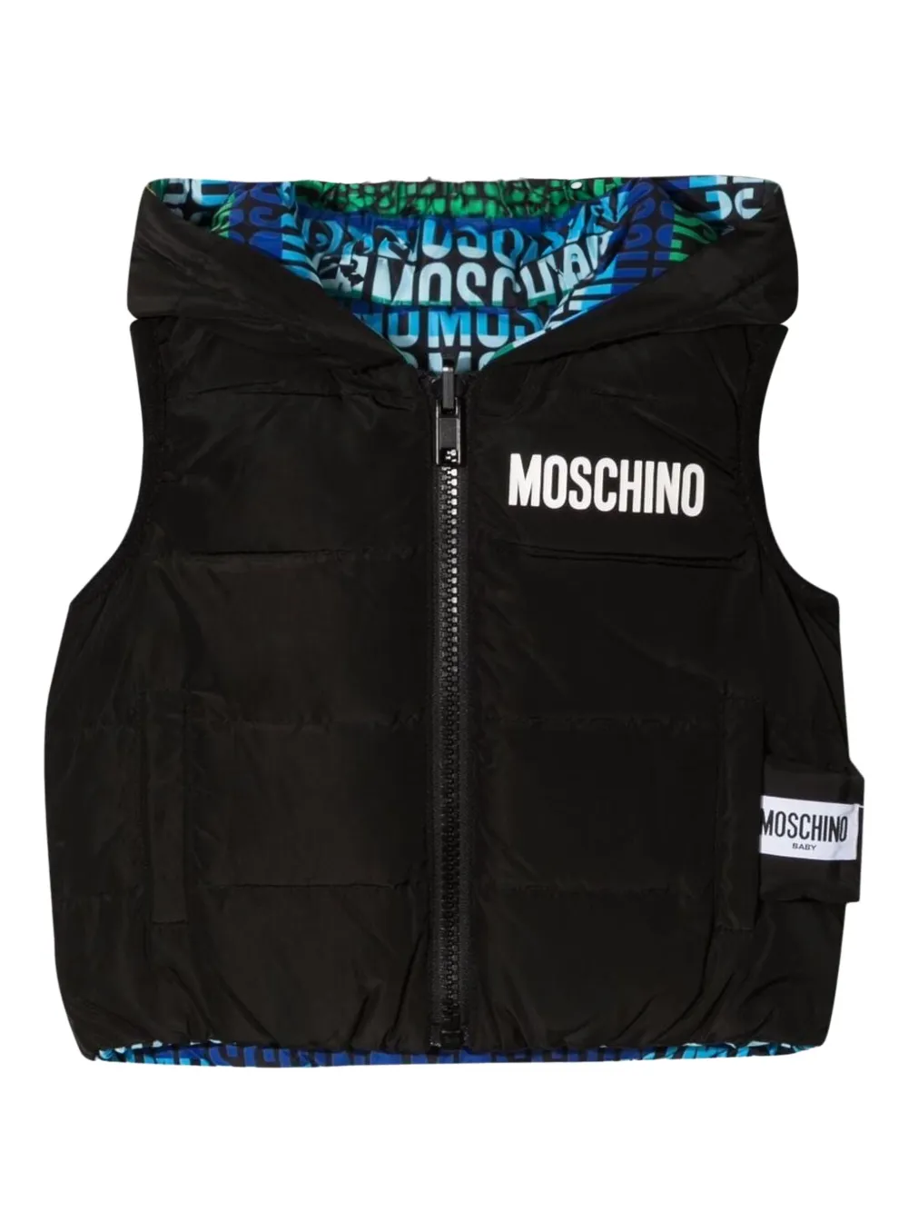 Moschino Kids logo-print quilted gilet Zwart