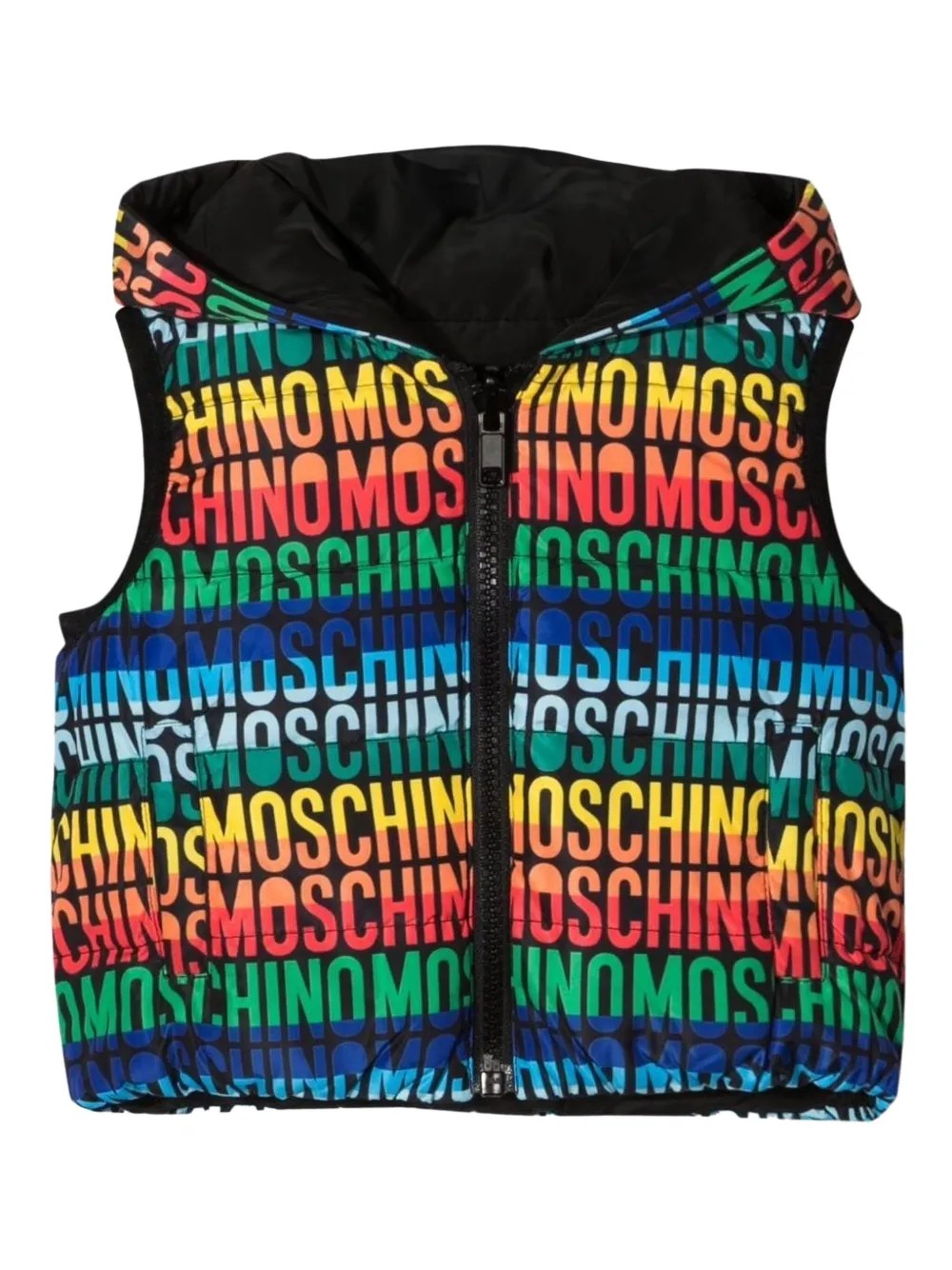 Moschino Kids logo-print quilted gilet Zwart