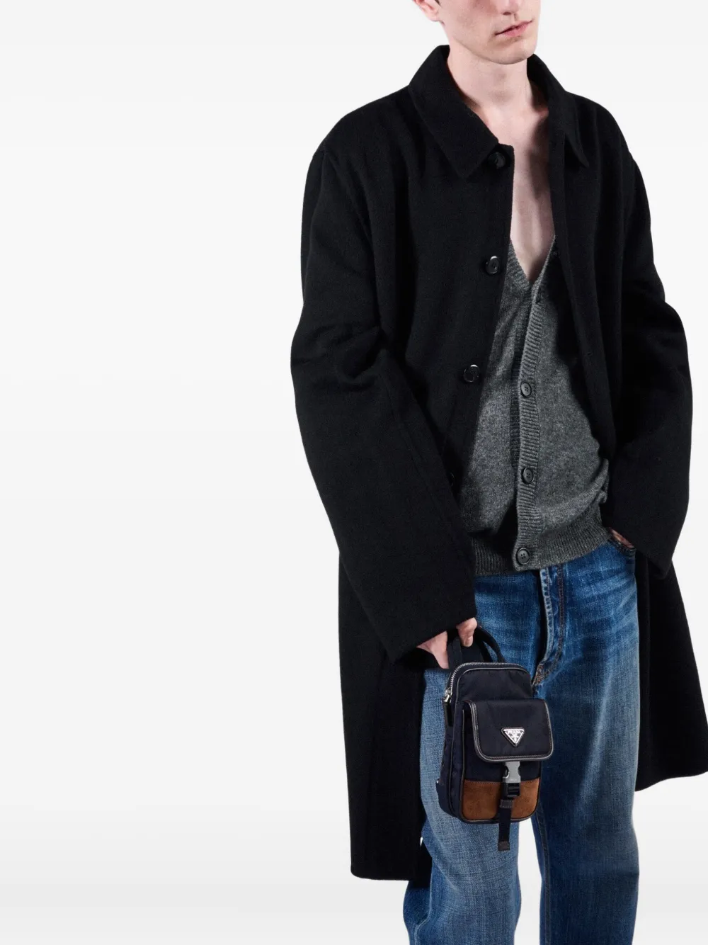 Prada Re-Nylon schoudertas met logo Blauw