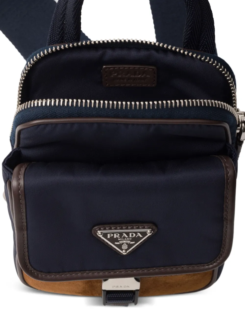 Prada Re-Nylon schoudertas met logo Blauw