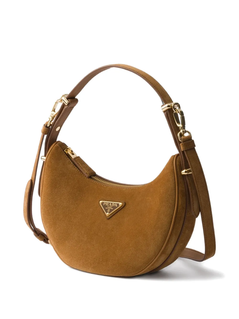 Prada Arqué suede shoulder bag Bruin