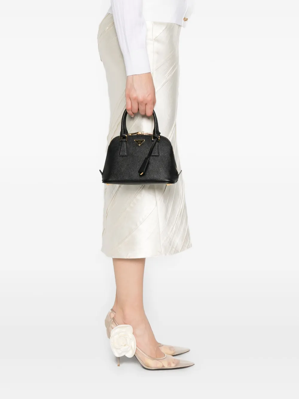 Prada saffiano-leather zip tote bag Zwart
