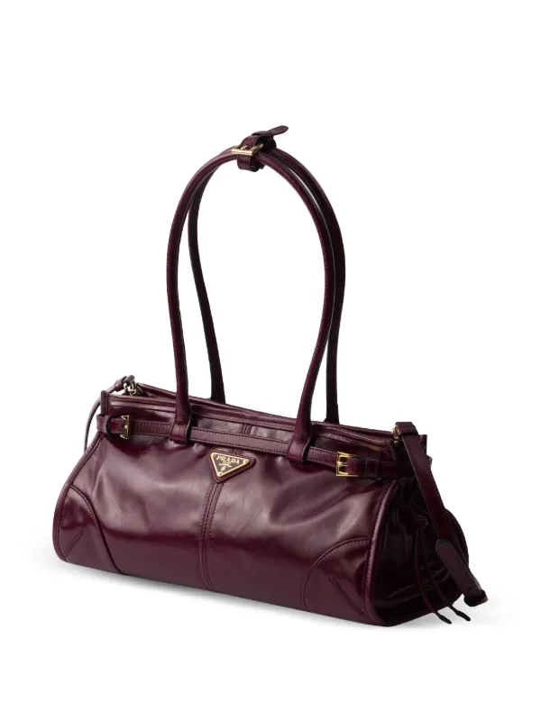 【関税&送料込】Prada Aubergine Leather Medium Shopping Bag Burgundy Medium leather bag | PRADA