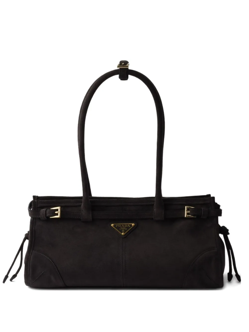 Prada suede drawstring tote bag Zwart