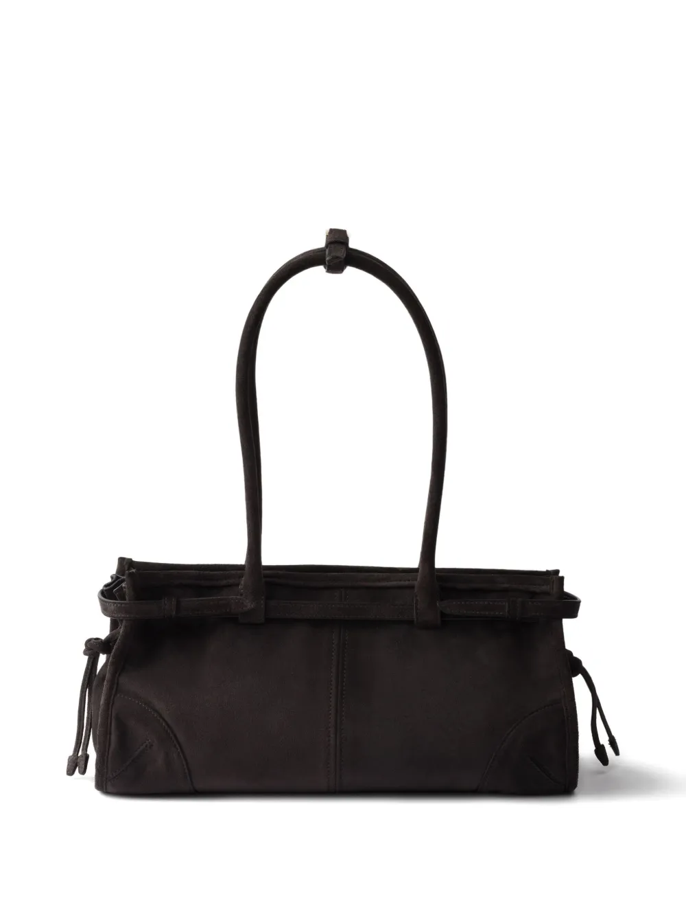 Prada Suède shopper met trekkoord - Zwart