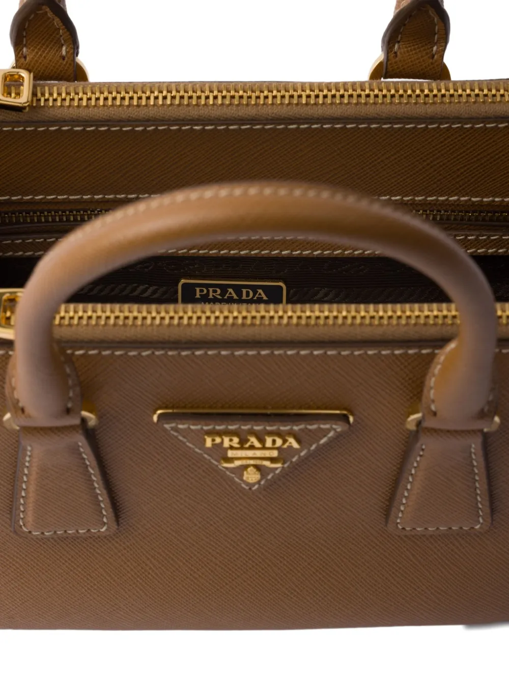Prada Galleria Saffiano leren mini-tas met handvat Bruin