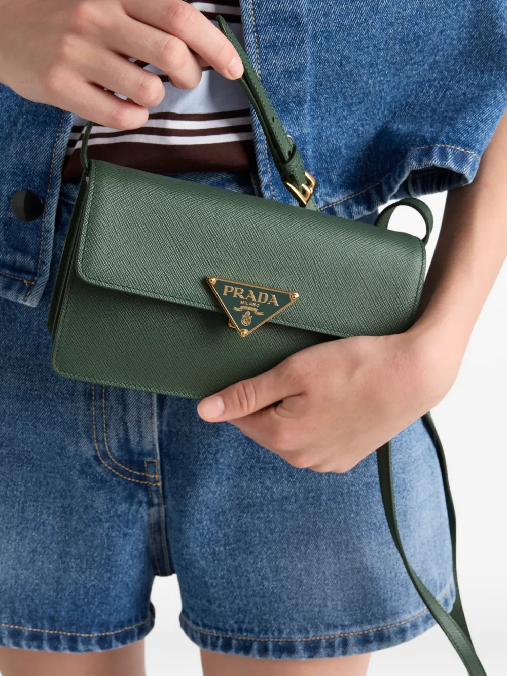 Prada サフィアーノレザー ミニバッグ | グリーン | FARFETCH JP