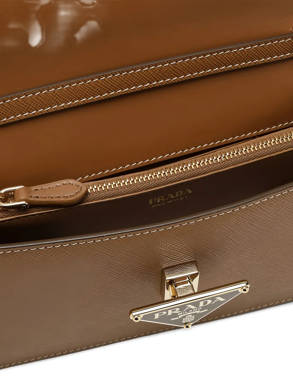 Prada Saffiano leather push-lock clasp mini bag Bruin