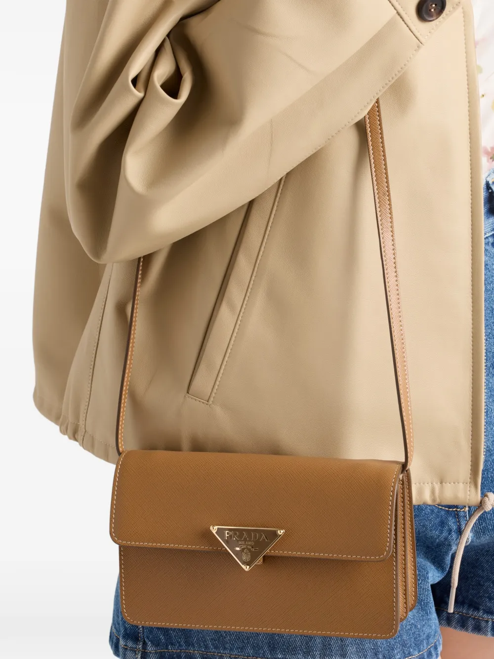 Prada Mini Saffiano Leather Bag in Brown, view 3