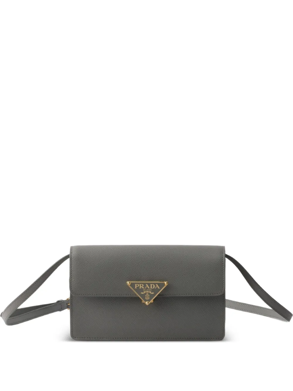 Prada Saffiano-leather flap mini bag - Grigio