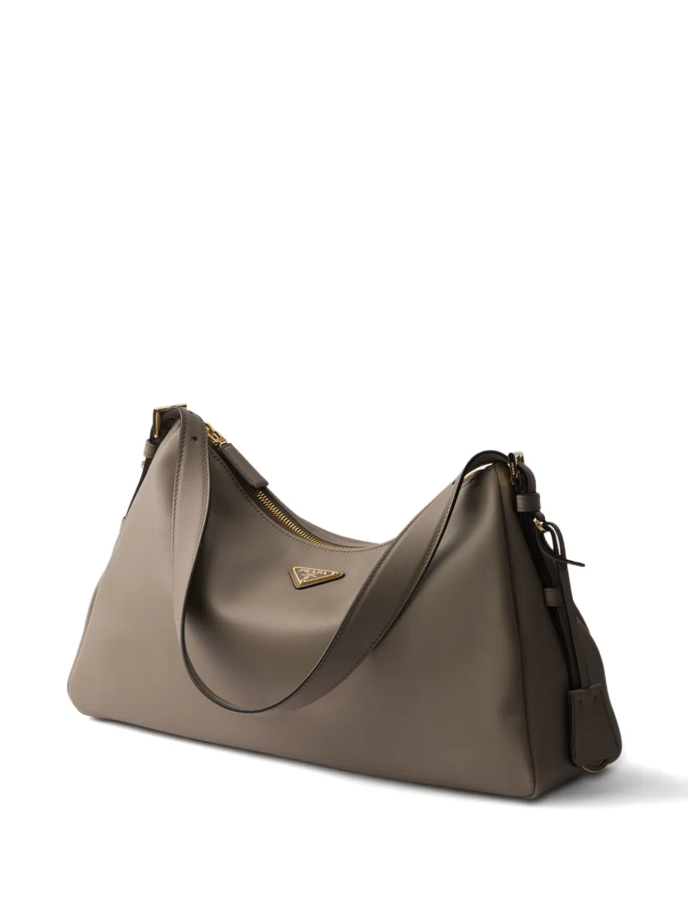 Prada Aimée leren schoudertas met rits Grijs