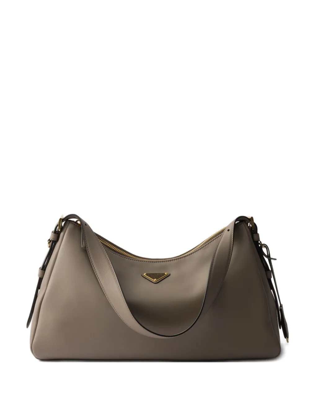 Prada Aimée leren schoudertas met rits Grijs