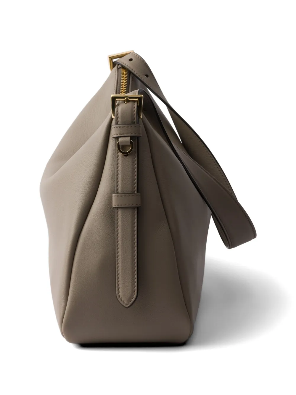 Prada Aimée grote leren schoudertas Grijs
