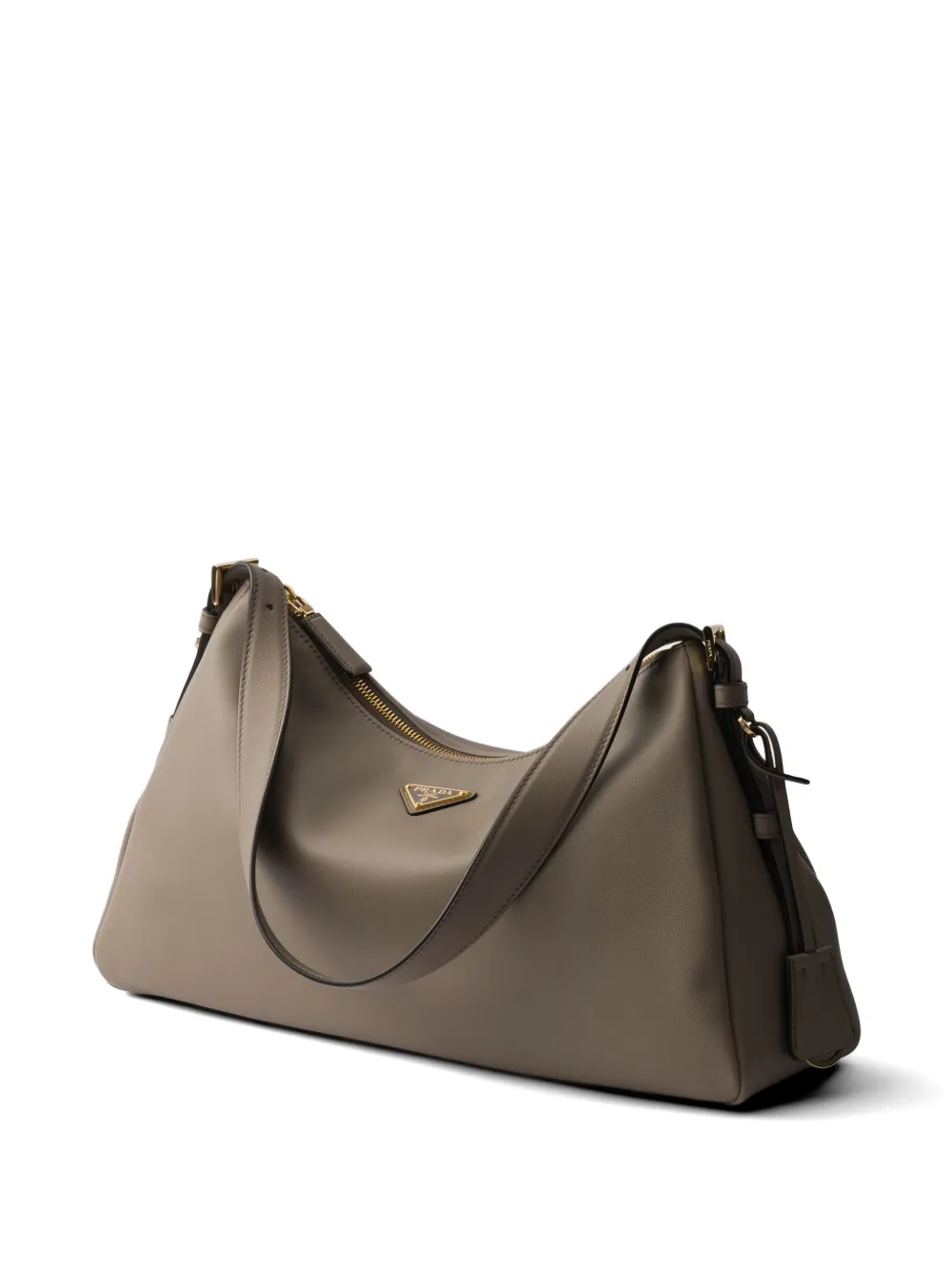 Prada Aimée grote leren schoudertas Grijs