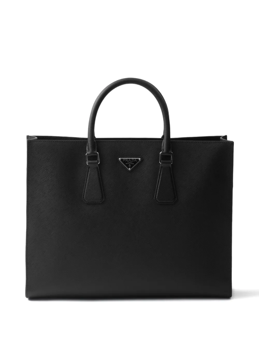 Prada Leren shopper met logo Zwart