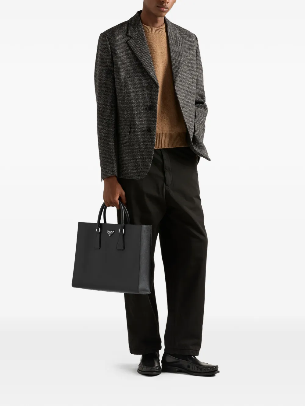  Prada Bolso Shopper Con Logo Triangular - Negro 