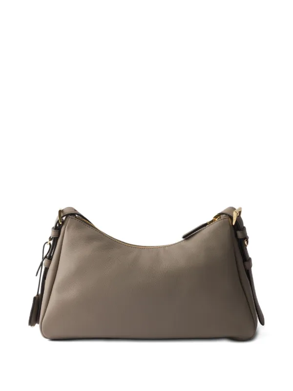 送料関税込☆PRADA トライアングルロゴ AIMEE ショルダーバッグ Prada Aimée Leather Handle triangle-logo Shoulder Bag | Grey