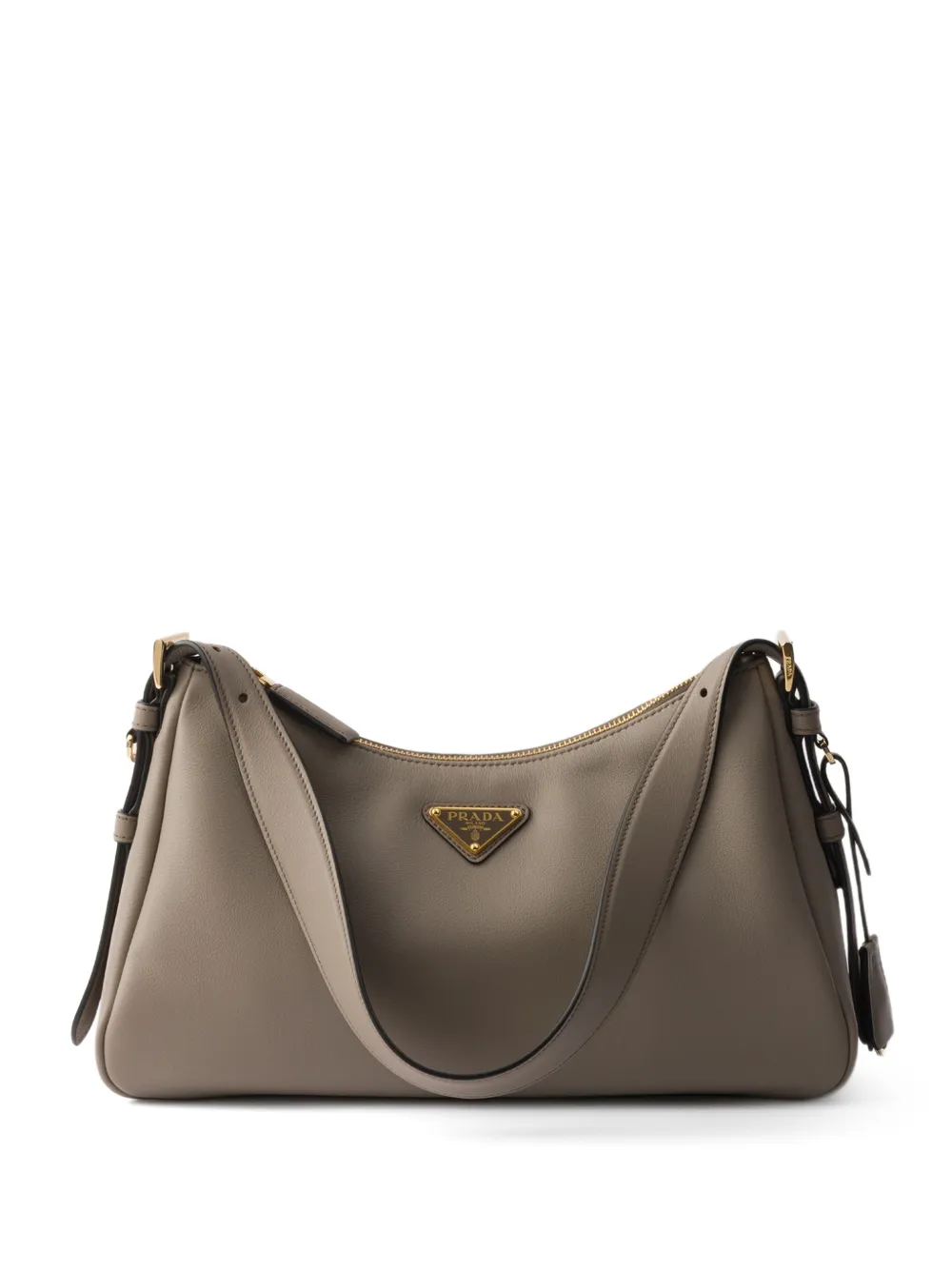 Prada Aimée leather handle triangle-logo shoulder bag - Grau