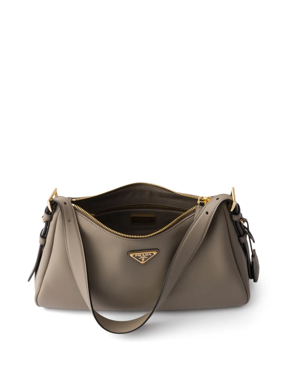 Prada Aimée medium suède schoudertas Grijs