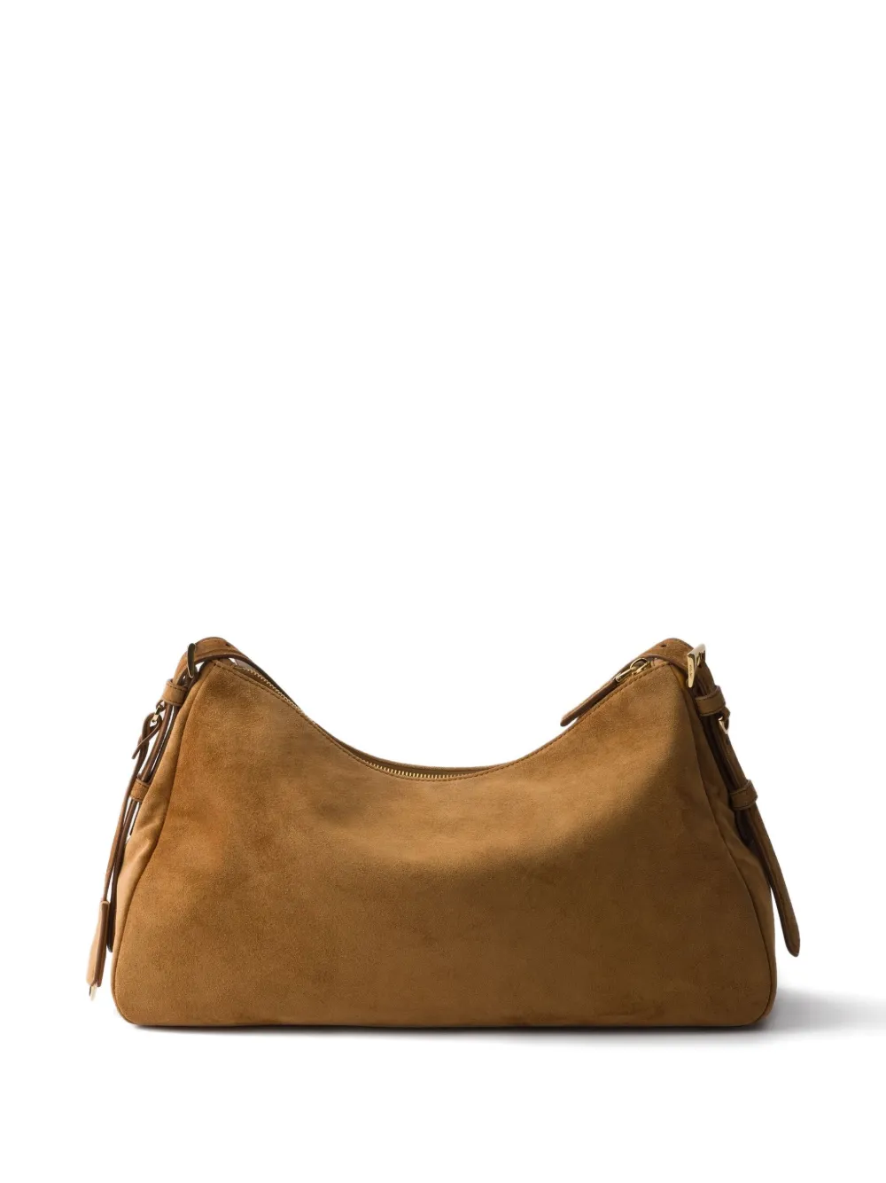 Prada large Aimèe zip-top suede tote bag Bruin