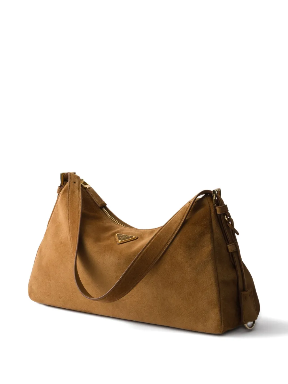 Prada large Aimèe zip-top suede tote bag Bruin