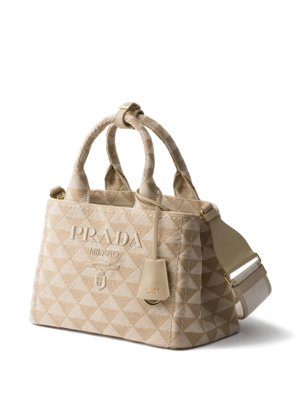 Prada small embroidered tote bag Beige