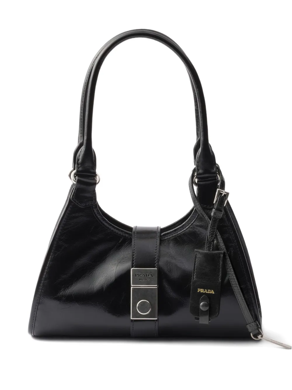 Prada small push-lock leather tote bag Zwart