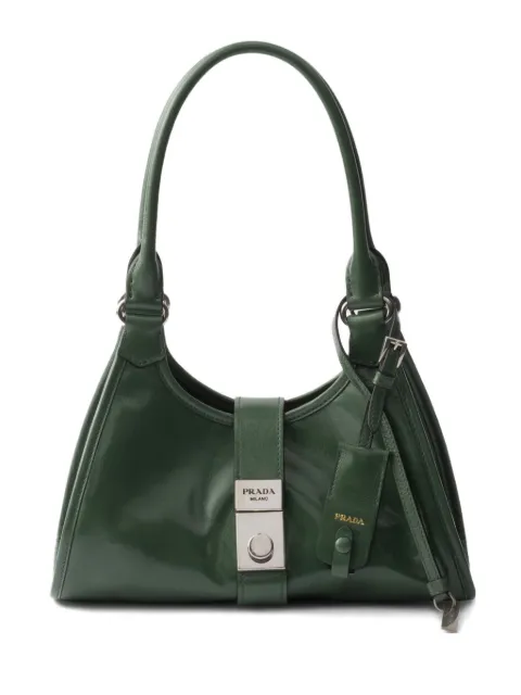 Prada small push-lock leather tote bag