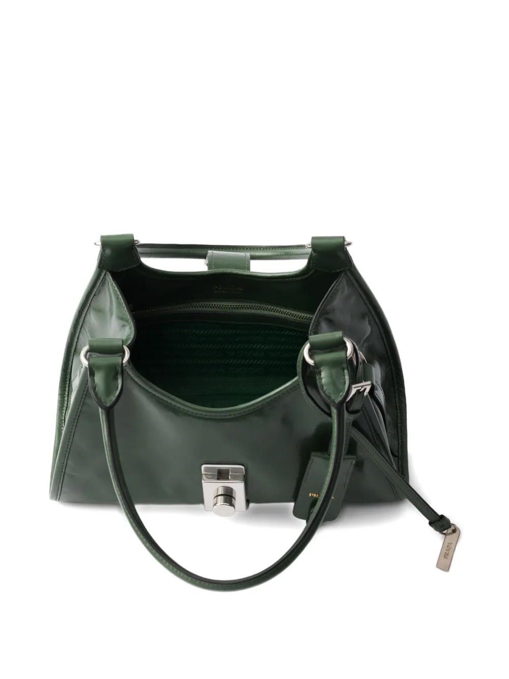 Prada small push-lock leather tote bag Groen