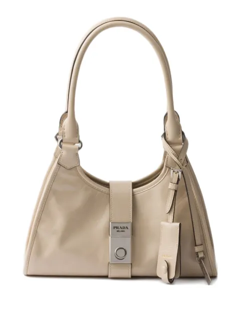 Prada small leather push-lock tote bag