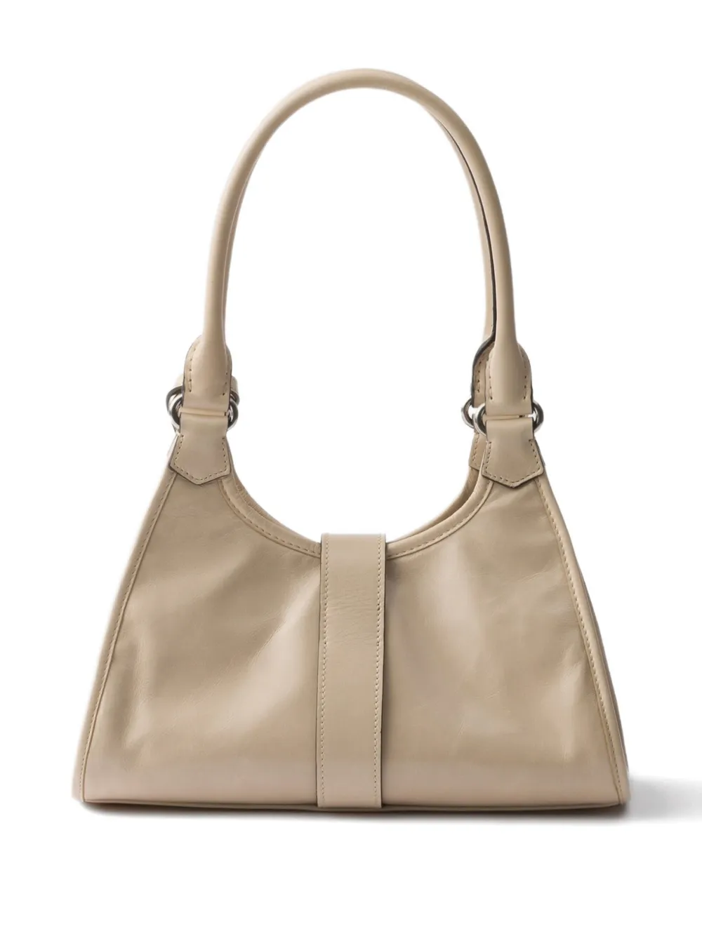 Prada small leather push-lock tote bag Beige