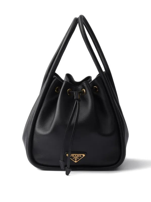 Prada Darling Leather Drawstring Bucket Bag | Black | FARFETCH