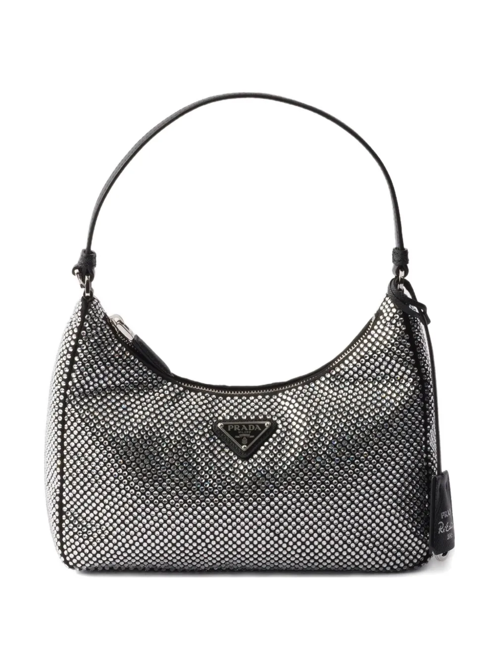 Prada mini Re-Edition 2005 crystal-embellished shoulder bag Grijs