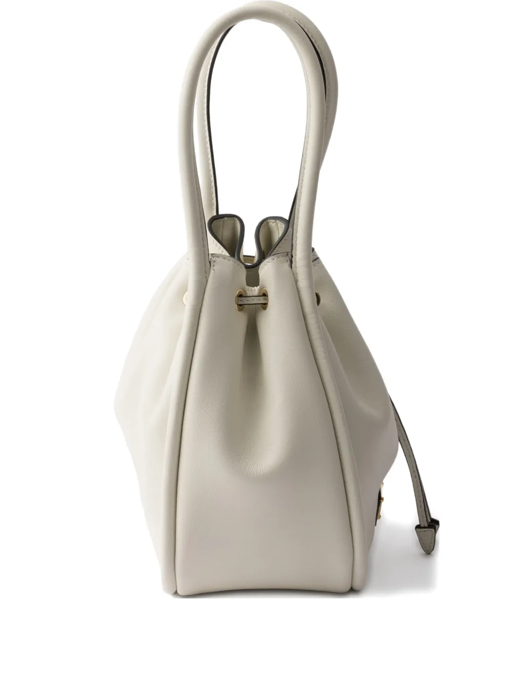 Prada Small Leather Bucket Bag In White