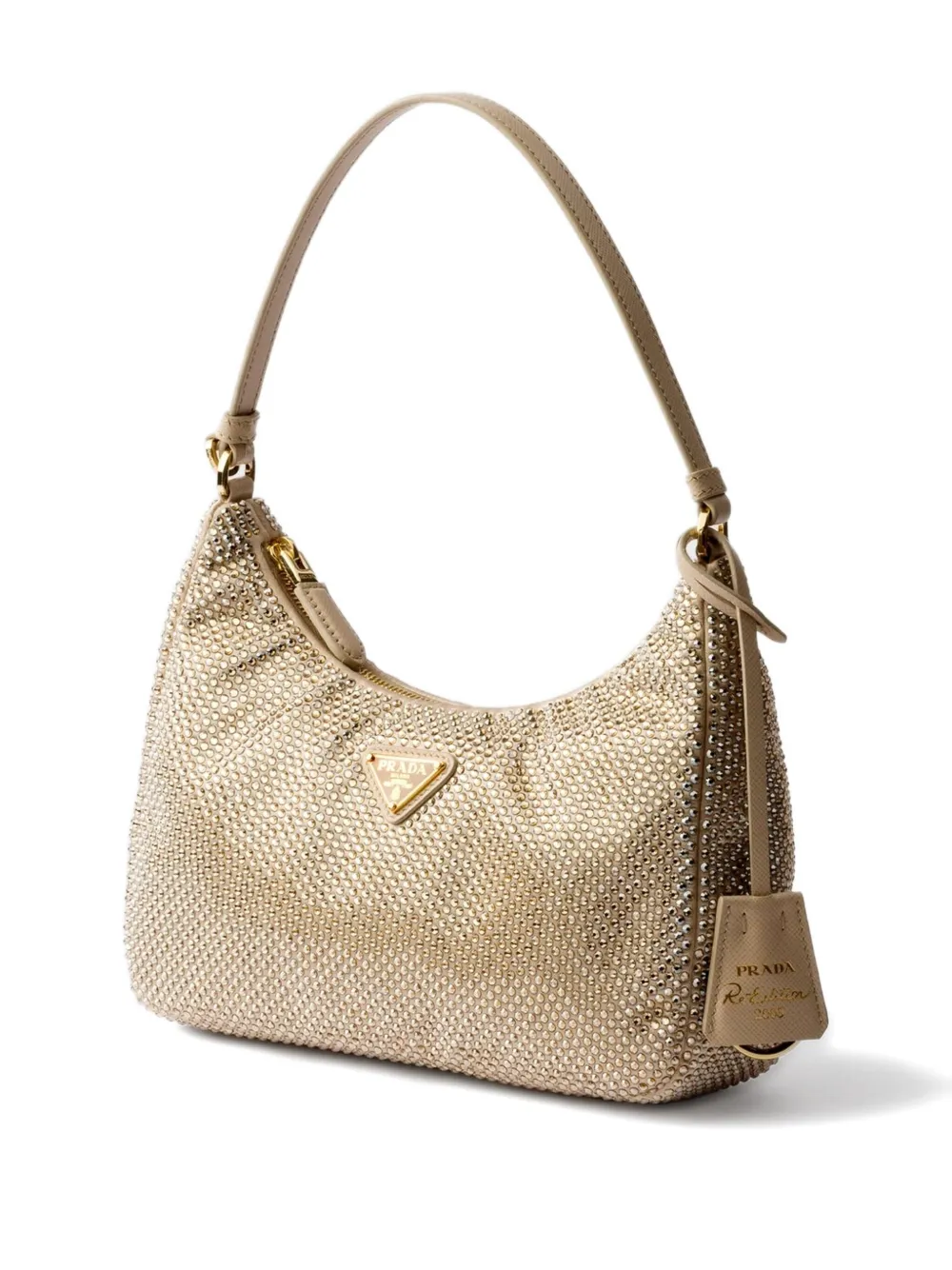Prada Re-Edition 2005 crystal-embellished shoulder bag Beige