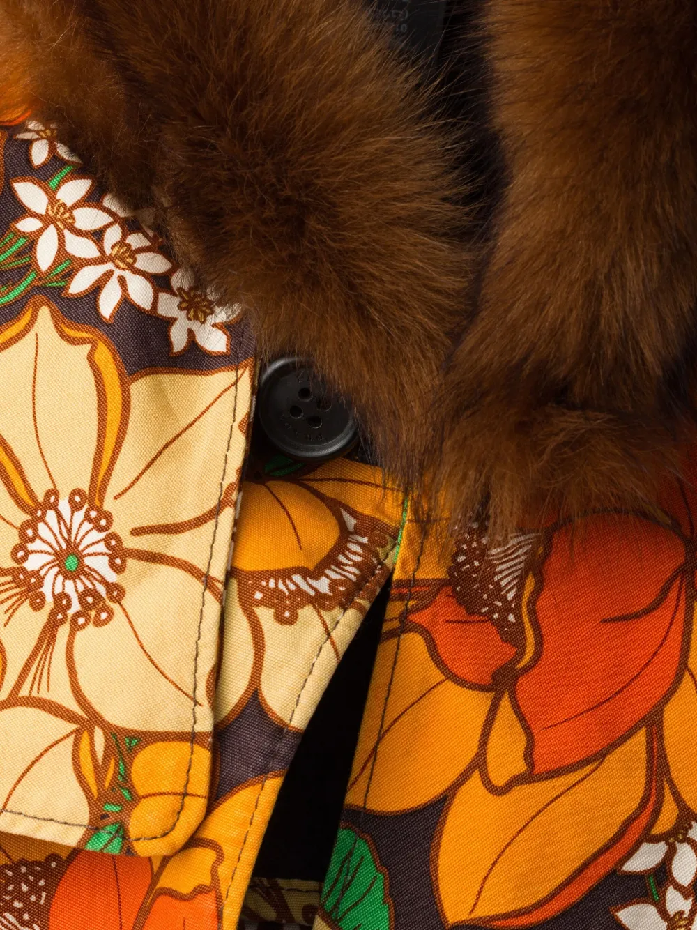 Prada Hoodie met bloemenprint en lammy afwerking Bruin