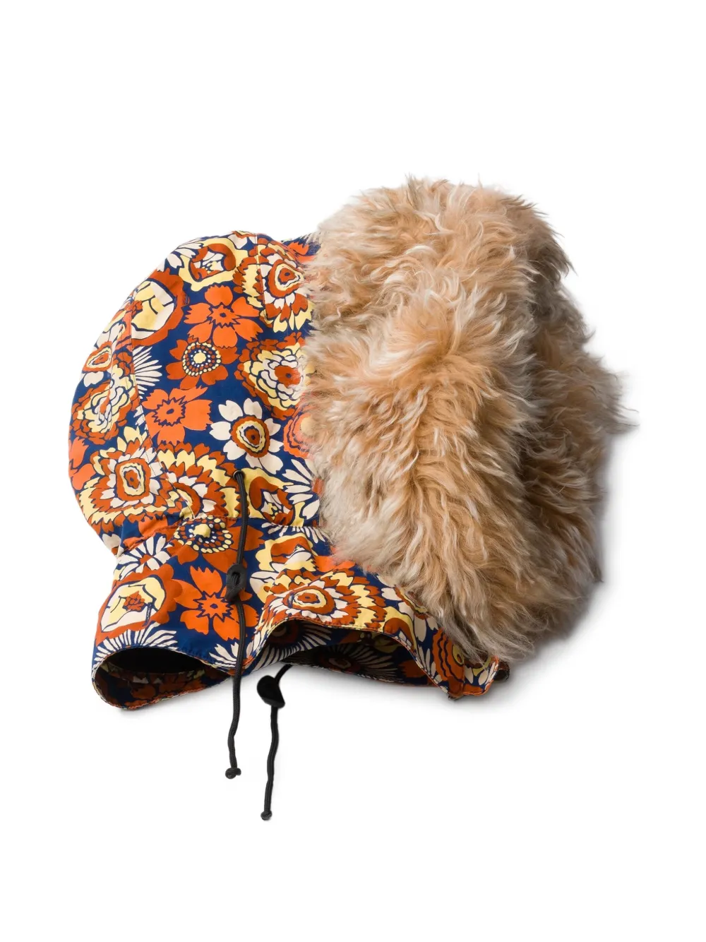 Prada floral-print shearling-lined hood | Orange | Image 1