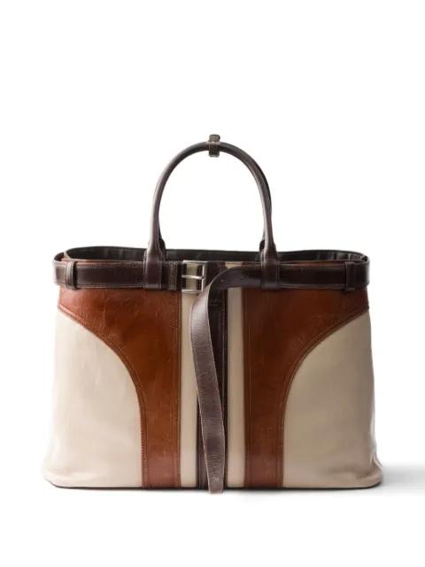 Prada belted panelled tote bag