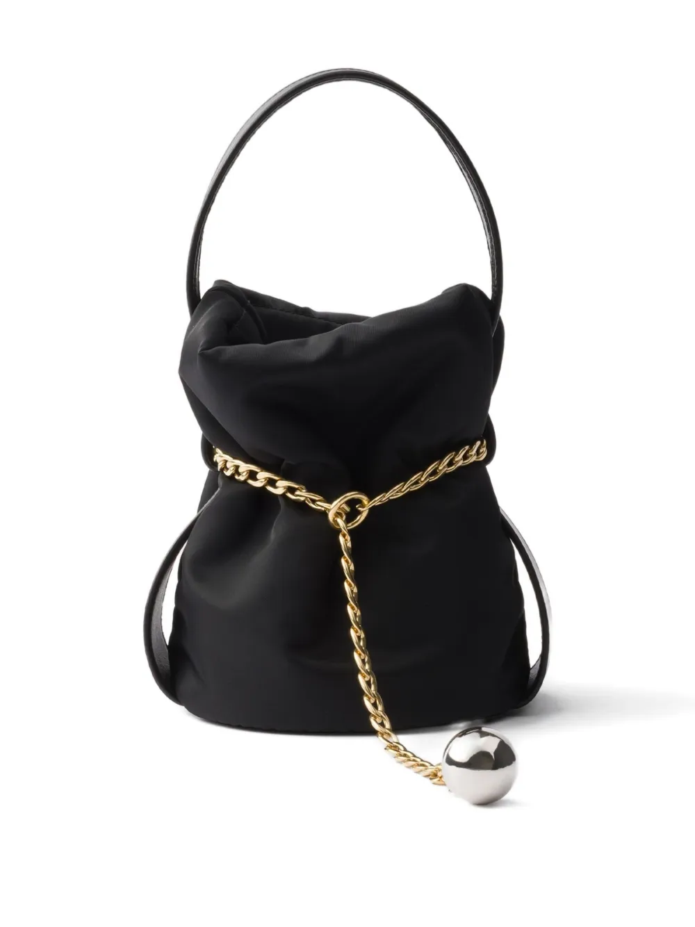 Prada mini chain-embellishment bucket bag Zwart