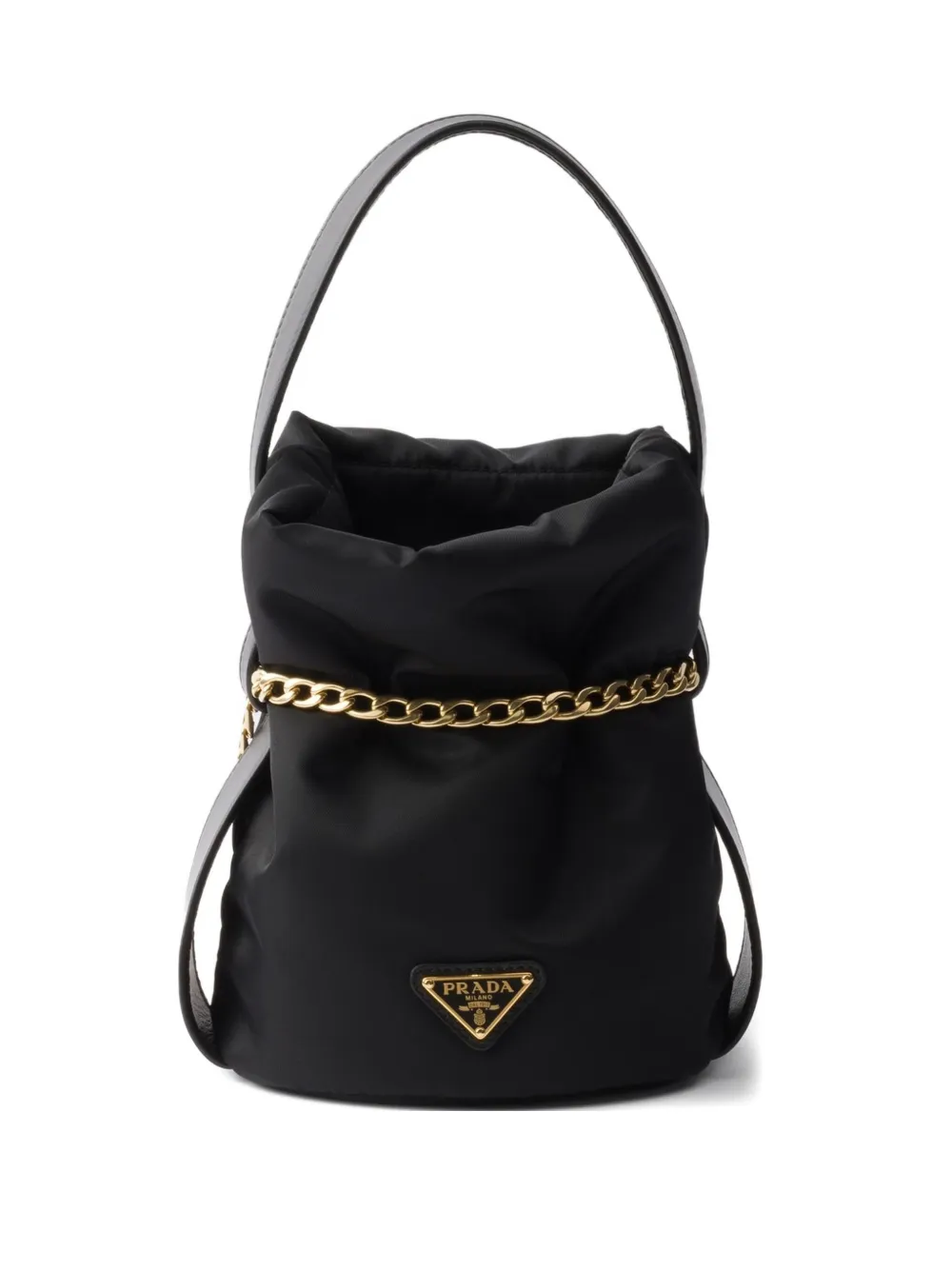 Prada mini chain-embellishment bucket bag Zwart