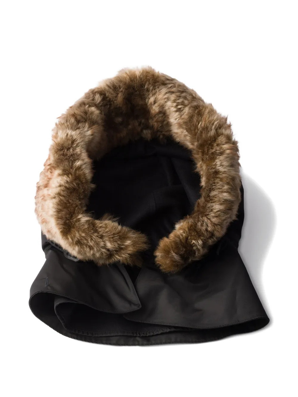 Prada ^ capuche bordée de peau lainée | noir | Image 1