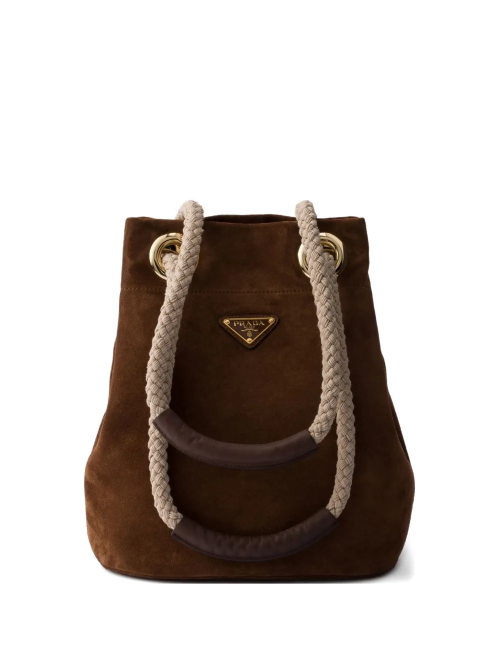 Prada small Mariner suede bucket bag Bruin